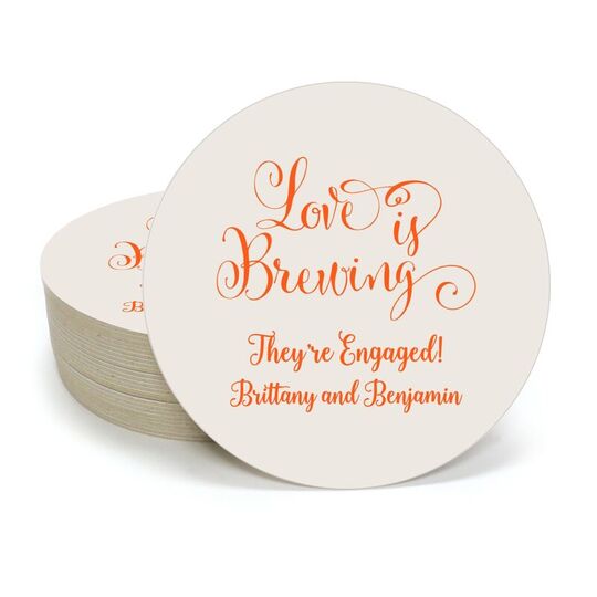Love is Brewing Round Coasters